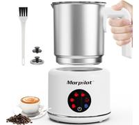 morpilot Mousseur à lait électrique 6 en 1 - Mousseur à lait automatique de grande capacité de 500 ml en acier inoxydable pour chocolat chaud et mousseur pour café latte (blanc)