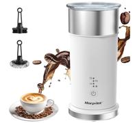 Morpilot Mousseur à lait électrique, mousseur automatique 4 en 1 avec mousse chaude et froide, lait chaud, capacité 115 ml/240 ml, pour cappuccino et latte macchiato, blanc