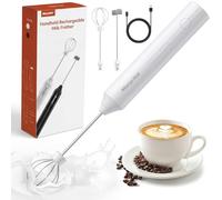 Morpilot Mousseur à Lait Rechargeable USB avec 2 Têtes d'Agitation en Acier Inox, Mini Fouet Électrique Portable avec 3 Vitesses pour Café, Crème, Cappuccino, Latte, Œufs, Jus, Matcha