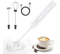 Morpilot Mousseur à Lait Rechargeable USB avec 2 Têtes d'Agitation en Acier Inox, Mini Fouet Électrique Portable avec 3 Vitesses pour Café, Crème, Cappuccino, Latte, Œufs, Jus, Matcha