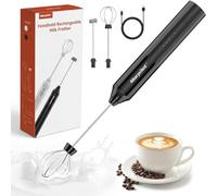 Morpilot Mousseur à Lait Rechargeable USB avec 2 Têtes en Acier Inox, Mini Fouet Électrique Portable avec 3 Vitesses pour Café, Crème, Cappuccino, Latte, Œufs, Jus
