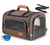 Morpilot Sac à Dos, Sac Transport Chat Chien Respirant et Pliable pour Petits Chats et Chiens Chiot, Sac à Dos de Transport Chat avec Sangle de Sécurité Intérieure (33 * 28 * 42cm) + Bol