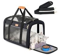 Morpilot Sac Chien, Caisse de Transport Respirant et Pliable Cage Chat avec Matelas en Peluche Amovible + Bol (51 * 33 * 33 cm)