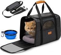Morpilot Sac de Transport pour Chat - Approuvé par Les compagnies aériennes, Sac Portable pour Chien avec Ouverture sur Le Dessus avec Maille Respirante/Tapis Amovible, bandoulière et Bol réglables
