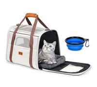 Morpilot Sac de Transport pour Chat - Approuvé par Les compagnies aériennes, Sac Portable pour Chien avec Ouverture sur Le Dessus avec Maille Respirante/Tapis Amovible L Beige