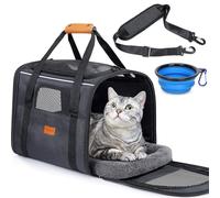 Morpilot Sac de Transport pour Chien, boîte de Transport Respirante et Pliable pour Chien et Chat avec bandoulière réglable, Cage de Transport pour Chat avec Matelas en Peluche Amovible, Noir