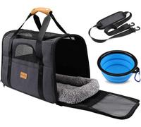 Morpilot Sac Transport Chat Chien, Caisse de Transport Chat Respirant et Pliable Cage Transport Chat avec Matelas en Peluche Amovible + Bol (Accepté au Maximum 15lbs/7kg，44 * 31 * 34cm)