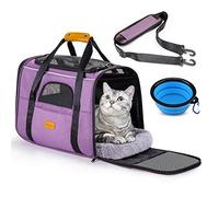 morpilot Sac Transport Chat et Chien, Respirant et Pliable, Caisse avec Bandoulière Réglable, Cage avec Matelas en Peluche Amovible+Bol (43 * 30 * 33 cm)