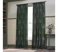 Morris&Co Acorn Paire de Rideaux plissés en Tissu Chenille Jacquard avec Motif botanique Floral (thym/forêt - 168 x 183 cm)