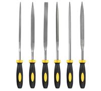 MORROWIND Lot de 6 Limes Aiguilles, Ø 4 mm Longueur 160 mm, Acier Alliée Trempé, Mini Limes pour Métal Bois Plastique, Plate Warding Carrée Triangulaire Ronde Demi-Ronde, Jaune