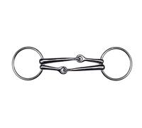 Mors 2 anneaux double embrochure pour cheval Feeling Argenté 125 mm