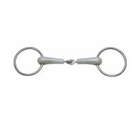 Mors 2 anneaux en flexi brisé pour cheval Feeling Blanc 135 mm