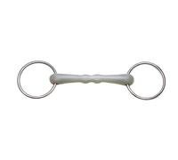 Mors 2 anneaux en flexi droit pour cheval Feeling Blanc 125 mm
