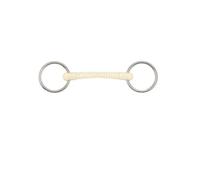 Mors 2 anneaux pour cheval amovible droit Soyo Happy mouth "ribbeb" Blanc 115 mm