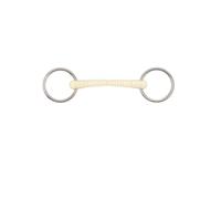 Mors 2 anneaux pour cheval amovible droit Soyo Happy mouth "ribbeb" Blanc 125 mm