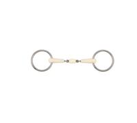 Mors 2 anneaux pour cheval bague amovible double articulation + rouleau Soyo Happy mouth Blanc 105 mm