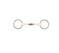 Mors 2 anneaux pour cheval bague amovible double joint + rouleau en cuivre Soyo Happy mouth Blanc 115 mm