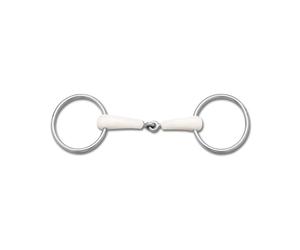 Mors 2 anneaux pour cheval brisés Happy Mouth Blanc 14,5 cm