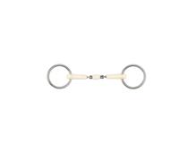 Mors 2 anneaux pour cheval double articulation + rouleau Soyo Happy mouth bradoon Blanc 140 mm