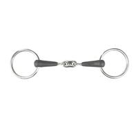 Mors 2 anneaux pour cheval double brisure en caoutchouc Horze Chantilly Noir 12,5 cm