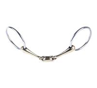 Mors 2 anneaux pour cheval double brisure Harry's Horse 20 mm Doré 14,5 cm