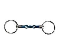 Mors 2 anneaux pour cheval double joint en fer doux HORKA Bleu 11,5 cm