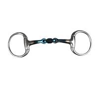 Mors 2 anneaux pour cheval double joint fer doux HORKA Bleu 13,5 cm