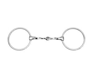 Mors 2 grands anneaux torsadé pour cheval Feeling Argenté 135 mm