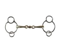 Mors 3 anneaux pour cheval double maillon gb HORKA Pessoa Doré 11,5 cm
