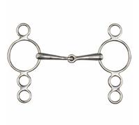 Mors 3 ou 4 anneaux pour cheval filet bris, inox type Pessoa Argenté 12 cm