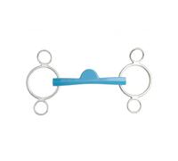 Mors 3 ou 4 anneaux pour cheval réglable demi-lune Metalab Flexi Bleu 125 mm
