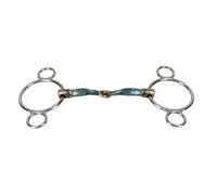 Mors 3 ou 4 anneaux pour cheval Trust Sweet Iron Slow Twist Jointed Bleu 13,5 cm