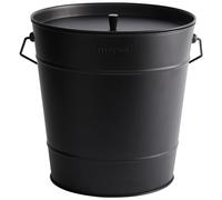 Morsø Ascheimer - Seau à cendres ignifuge avec couvercle en acier peint par pulvérisation - Bac à cendres au design épuré pour l'intérieur et l'extérieur - 30 x 31,5 cm - 13 litres - Noir mat