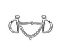 Mors avec gourmette pour cheval d'obstacles brisure simple creux Waldhausen Argenté 12,5 cm