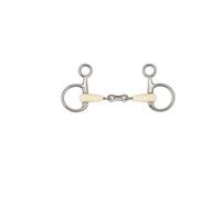 Mors baucher pour cheval double articulation + maillon Soyo Happy mouth Blanc 125 mm