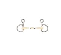 Mors baucher pour cheval double articulation + rouleau Soyo Happy mouth Blanc 125 mm