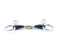 Mors baucher pour cheval double brisure recouvert de cuir Jump'In Noir 135 mm