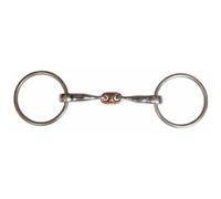 Mors double brisure pour cheval avec maillon central en cuivre Karlslund Argenté 11,5 cm