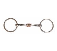 Mors double brisure pour cheval avec maillon central en cuivre Karlslund Argenté 12,5 cm