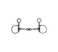Mors double brisures pour cheval à filet à anneau libre en acier inoxydable JP Korsteel Bleu 14 cm