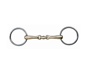 Mors double brisures pour cheval HKM Argentan, Edelstahl 18 mm Argenté 70x155 mm Large