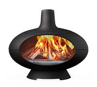 Morsø Forno Four à Bois d'extérieur pour Cuisson Polyvalente, Barbecue et Fumage des Aliments, avec Pierre à Pizza, Design Rond avec Double revêtement en Fonte, Noir