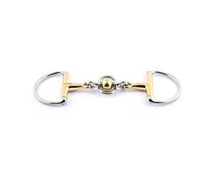 Mors olive pour cheval avec double brisure inox et boule en german silver Jump'In Doré 125 mm