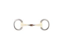 Mors olive pour cheval bague fine double articulation + rouleau en cuivre Soyo Happy mouth "contour" Blanc 135 mm