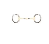 Mors olive pour cheval bague fine double articulation + rouleau Soyo Happy mouth Blanc 135 mm