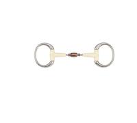 Mors olive pour cheval double articulation + rouleau en cuivre Soyo Happy mouth "contour" Blanc 135 mm