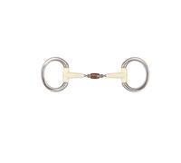 Mors olive pour cheval double joint avec rouleau de cuivre Soyo Flat Ring Contour Argenté 125 cm