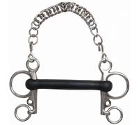 Mors pelham droit pour cheval en caoutchouc T de T Argenté 145 cm