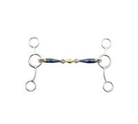 Mors pessoa double brisure en fer bleu pour cheval Premier Equine Argenté 12,5 cm