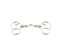 Mors pessoa pour cheval avec double brisure à passage de langue Jump'In Doré 135 mm